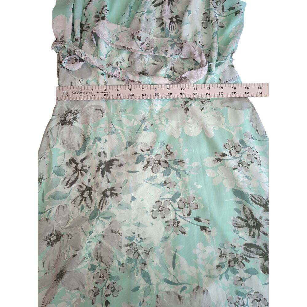 NWT $89 R&K Mint Floral Maxi Dress Scoop Neck Sleeveless Belted Formal Sz 8 - Picture 5 of 10
